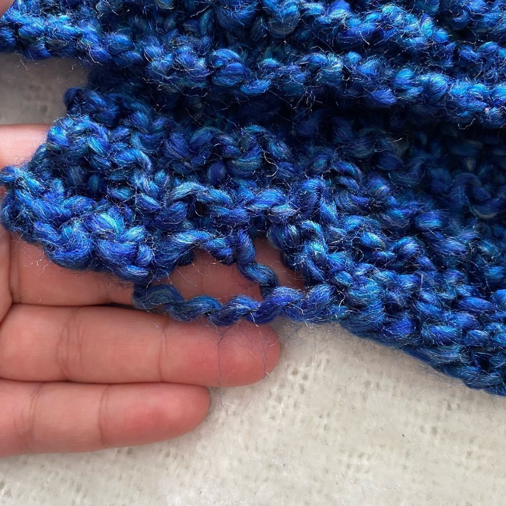 Hand Knit Blue Scarf!! - Picture 4 of 5